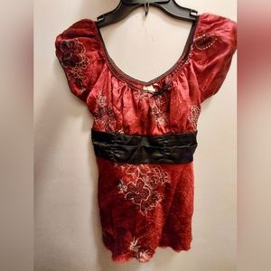 Heart Soul Floral Sexy Off Shoulder Blouse w Tie in Back Size Small